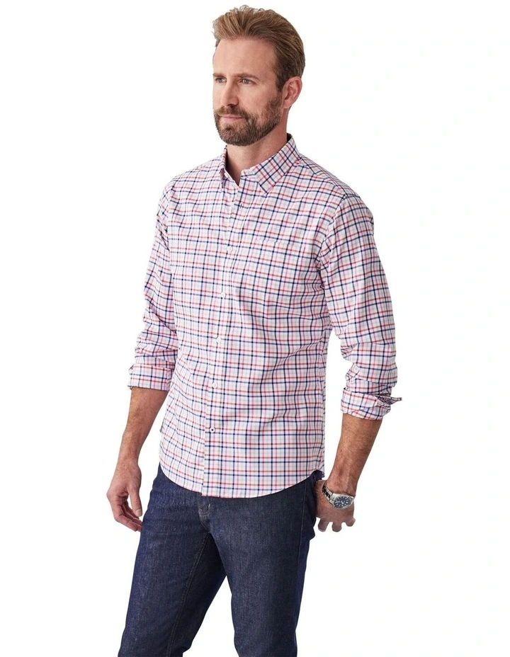 Easy Care Check Long Sleeve Shirt in Multi image 4
