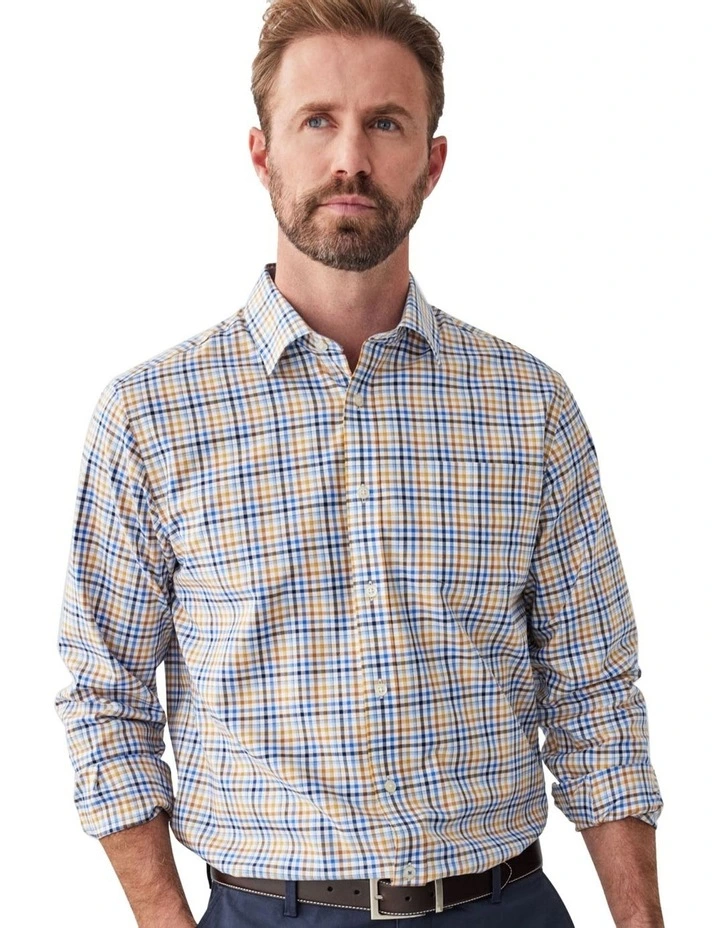 Easy Care Multi Check Long Sleeve Shirt in Multi Check image 3