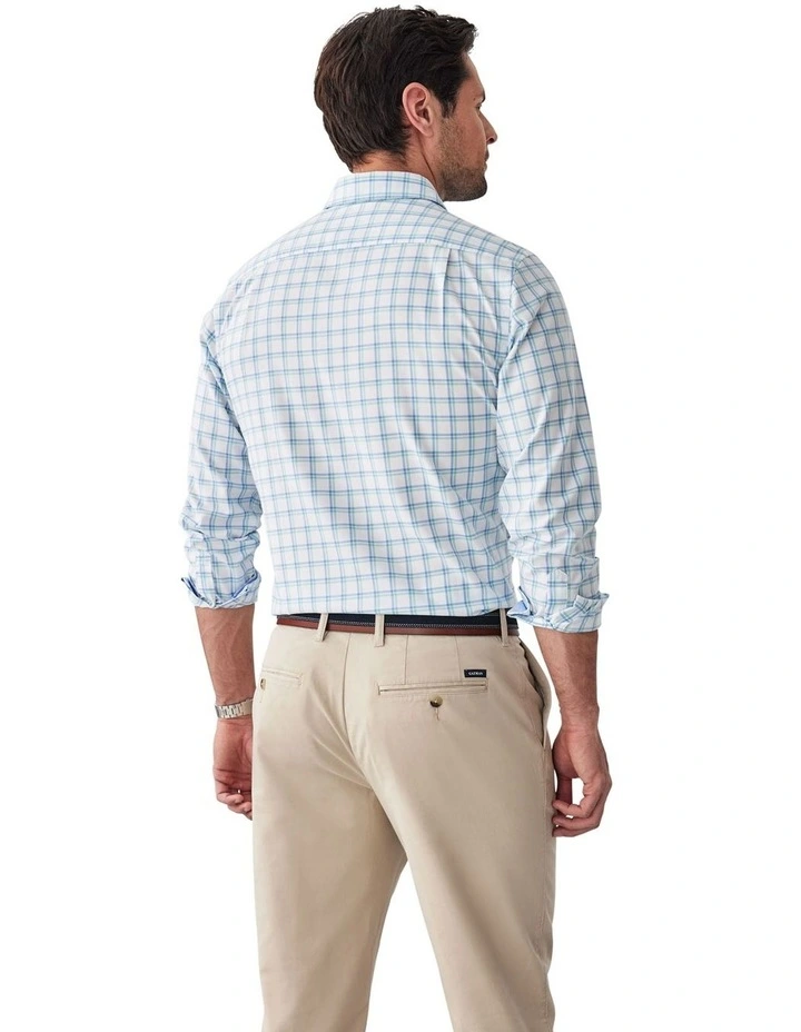 Easy Care Twill Check Long Sleeve Shirt in White image 2