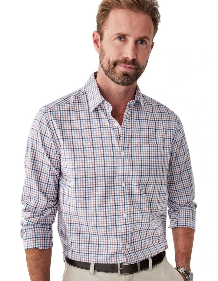 Easy Care Check Long Sleeve Shirt in Multi image 3