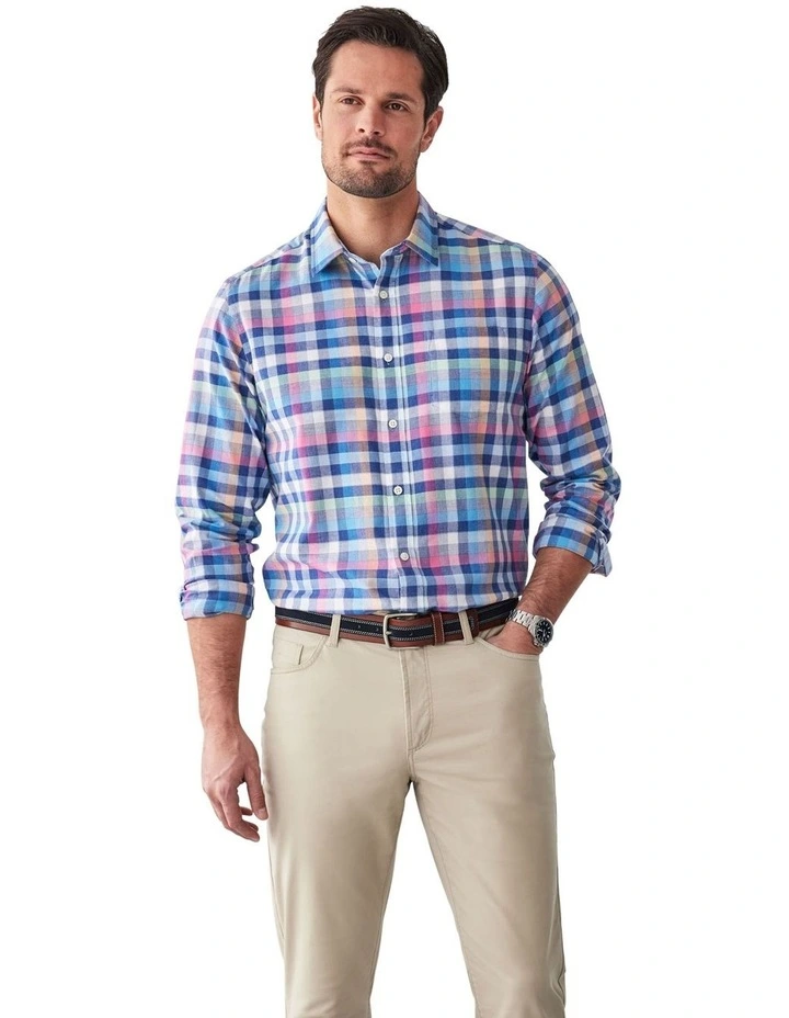 Easy Care Oxford Gingham Long Sleeve Shirt in Multi Check image 1