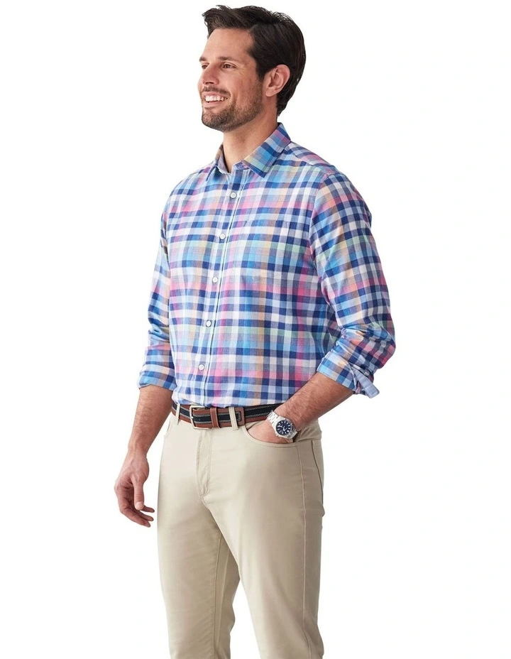 Easy Care Oxford Gingham Long Sleeve Shirt in Multi Check image 4