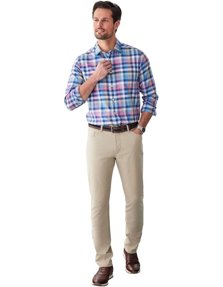 Easy Care Oxford Gingham Long Sleeve Shirt in Multi Check image 5