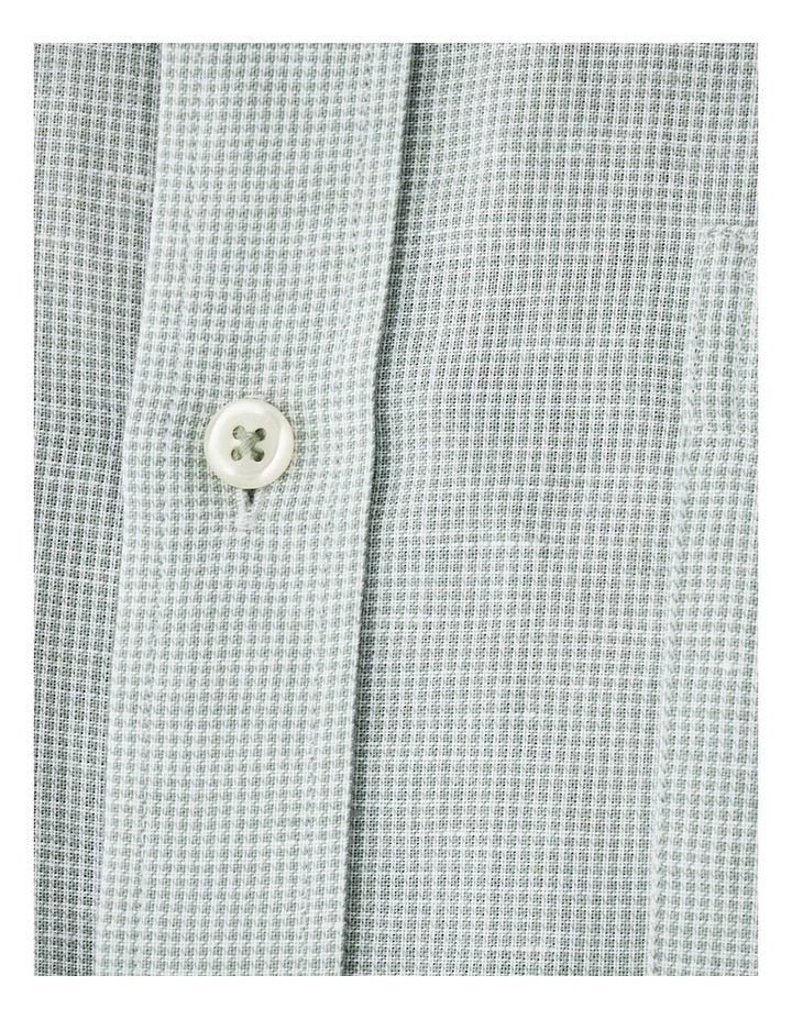 Linen Blend Houndstooth Long Sleeve Shirt in Sage image 5