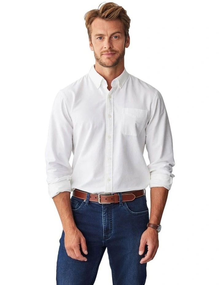 Plain Casual Oxford Shirt in White image 1