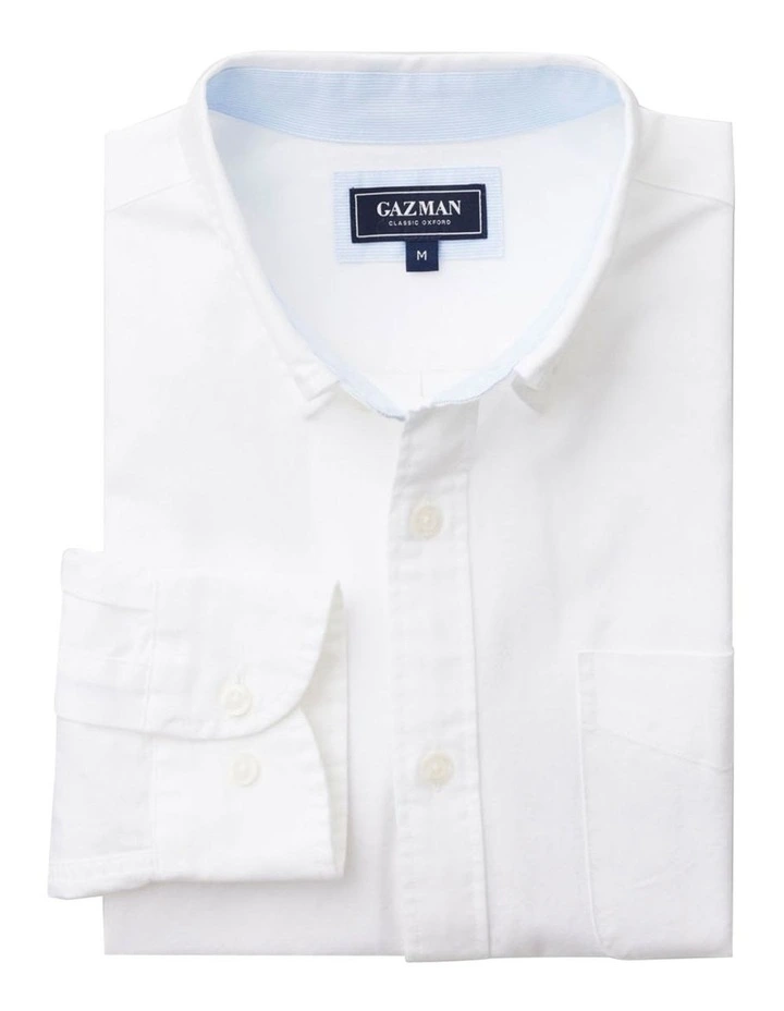 Plain Casual Oxford Shirt in White image 3