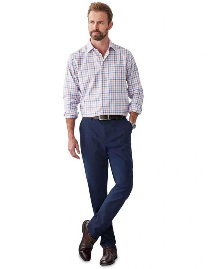 Non-Iron Dobby Twill Check Long Sleeve Shirt in Multi Check image 5