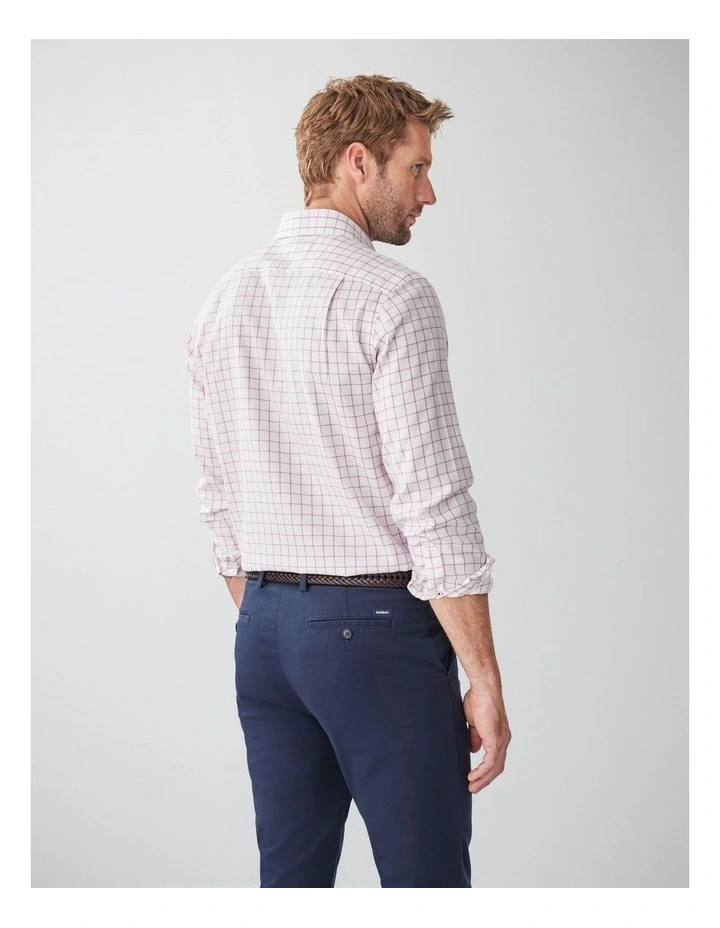 Non-Iron Dobby Twill Check Long Sleeve Shirt in White image 2
