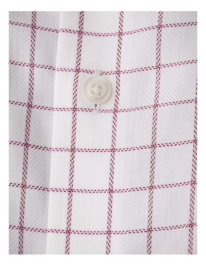 Non-Iron Dobby Twill Check Long Sleeve Shirt in White image 5