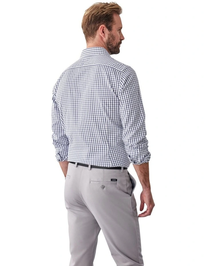 Non Iron Twill Check Long Sleeve Shirt in White image 2