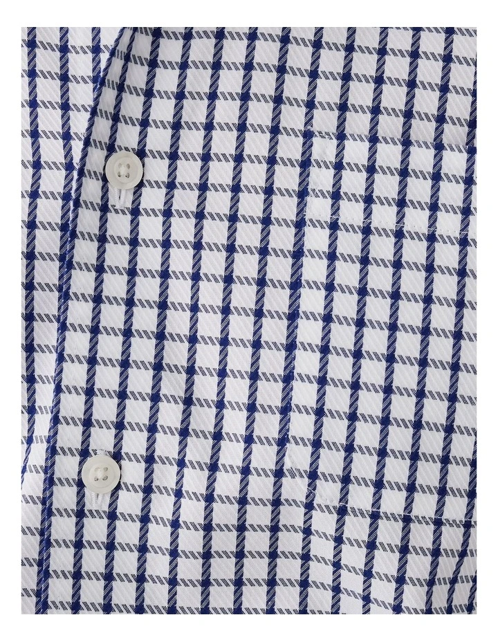 Non Iron Twill Check Long Sleeve Shirt in White image 5