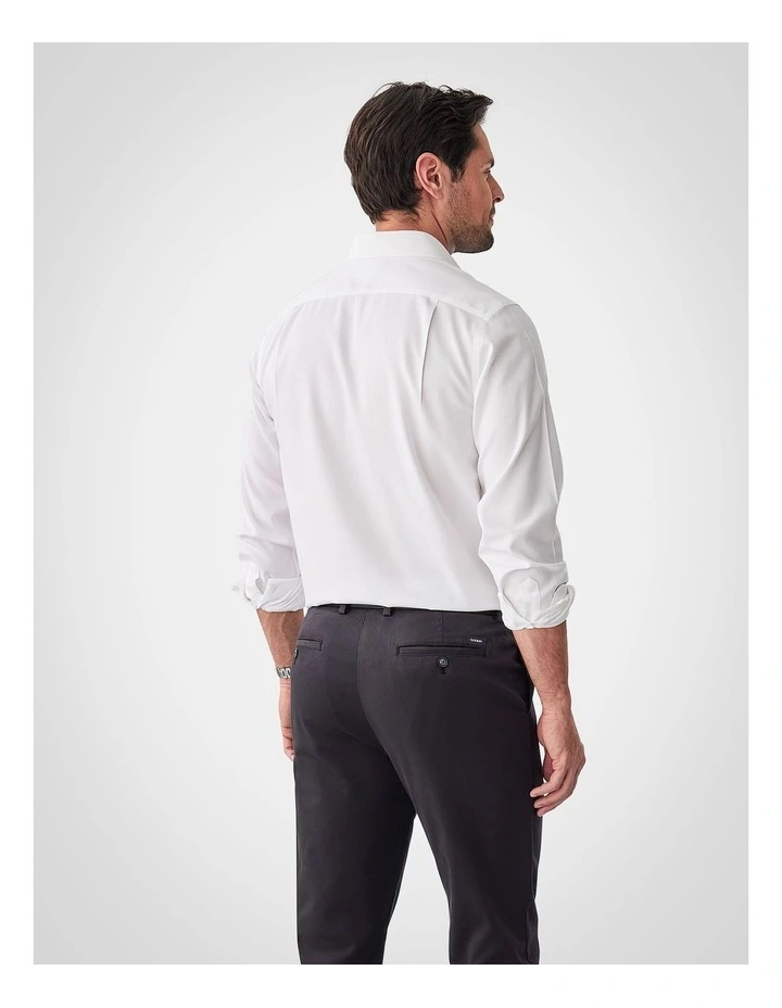 Non-Iron Dobby Plain Long Sleeve Shirt in White image 2