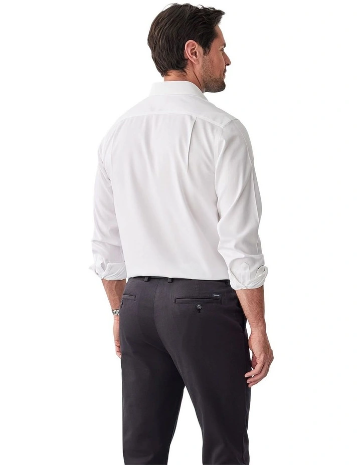 Non-Iron Dobby Plain Long Sleeve Shirt in White image 2