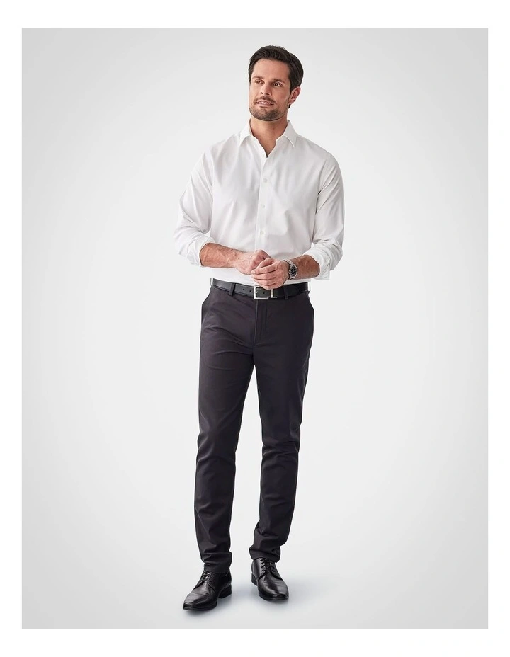 Non-Iron Dobby Plain Long Sleeve Shirt in White image 5