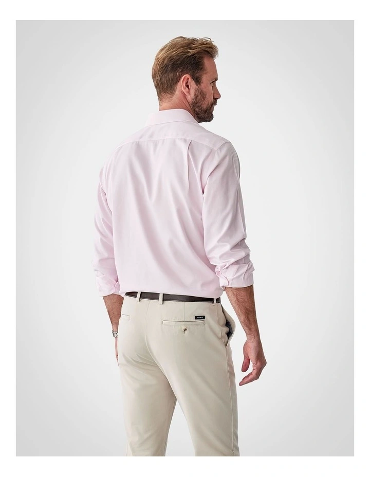 Non-Iron Dobby Plain Long Sleeve Shirt in Pale Pink image 2