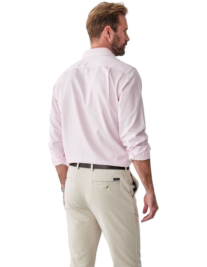 Non-Iron Dobby Plain Long Sleeve Shirt in Pale Pink image 2
