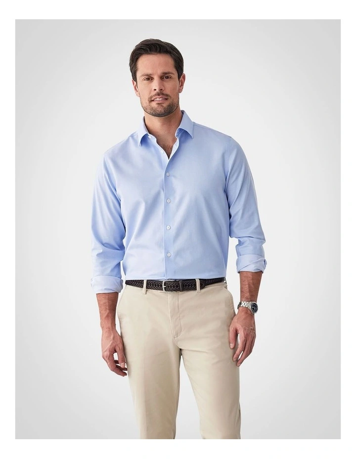 Non-Iron Dobby Plain Long Sleeve Shirt in Sky Blue image 1