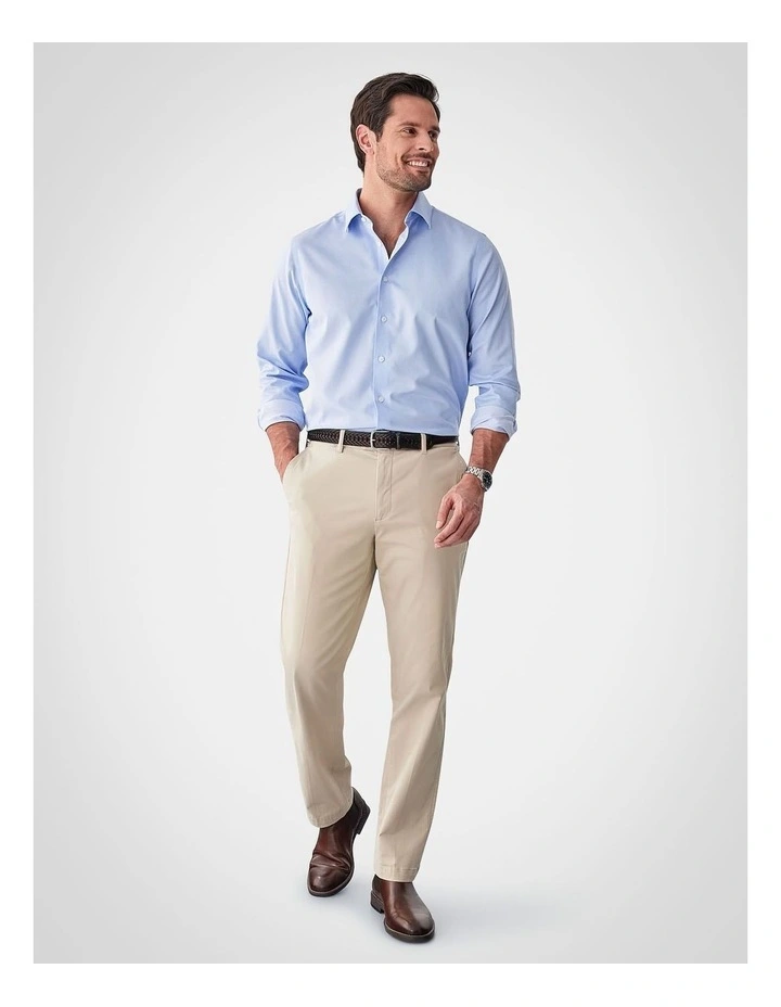 Non-Iron Dobby Plain Long Sleeve Shirt in Sky Blue image 5