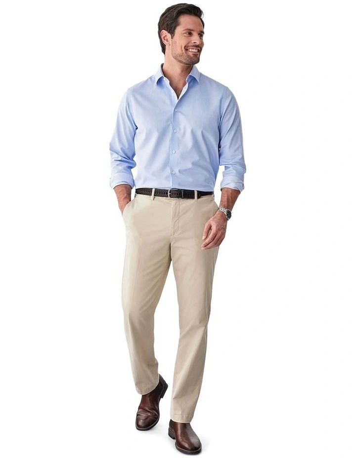 Non-Iron Dobby Plain Long Sleeve Shirt in Sky Blue image 5