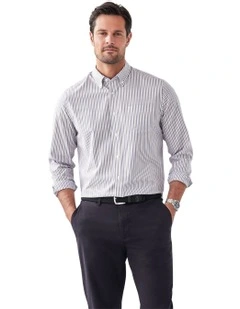 Easy Care Twill Stripe Long Sleeve Shirt in Multi