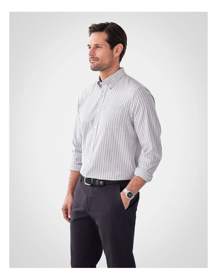 Easy Care Twill Stripe Long Sleeve Shirt in Multi image 4