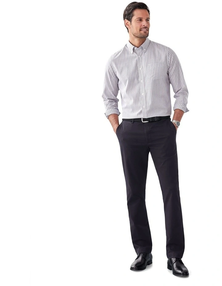 Easy Care Twill Stripe Long Sleeve Shirt in Multi image 5