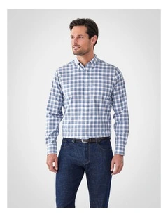 Easy Care Twill Check Long Sleeve Shirt in Multi Check