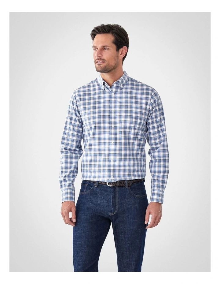 Easy Care Twill Check Long Sleeve Shirt in Multi Check image 1