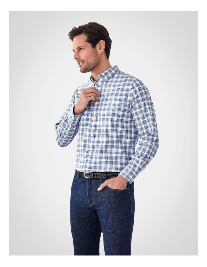 Easy Care Twill Check Long Sleeve Shirt in Multi Check image 4