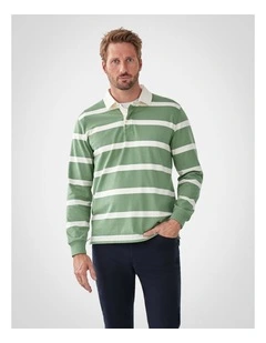 Striped Rugby Jumper in Sage
