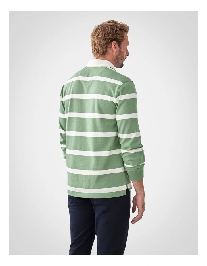 Striped Rugby Jumper in Sage image 2