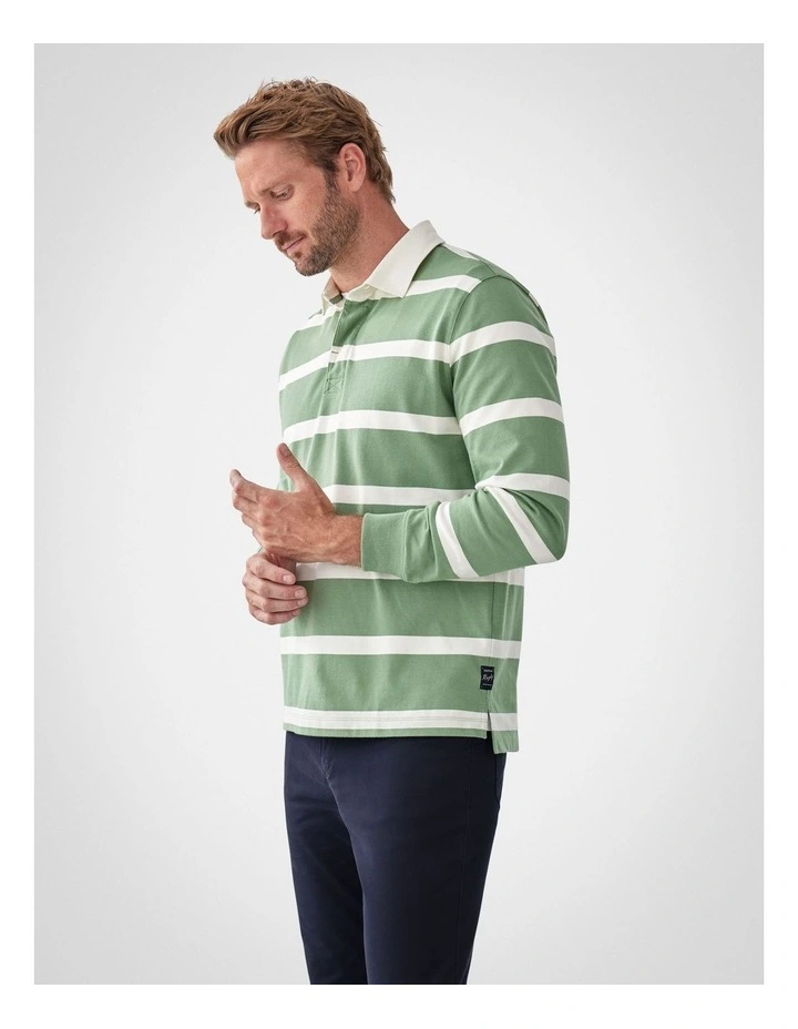 Striped Rugby Jumper in Sage image 4