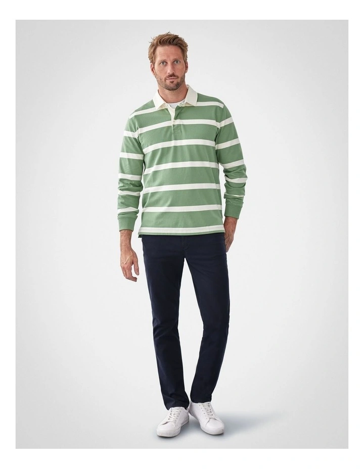 Striped Rugby Jumper in Sage image 5