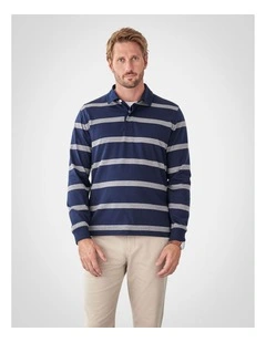 Striped Rugby Jumper in Navy