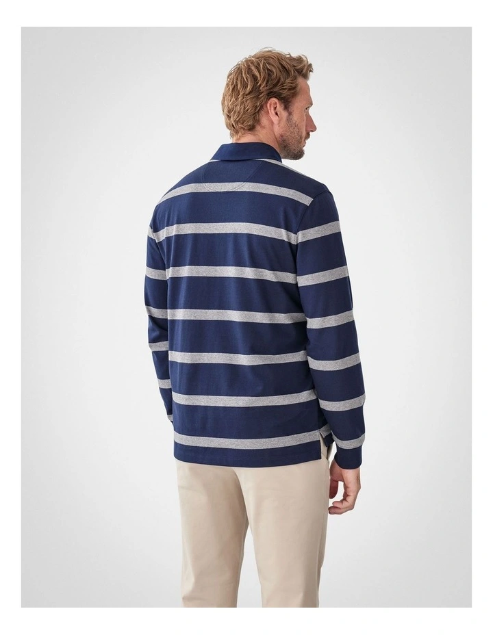 Striped Rugby Jumper in Navy image 2