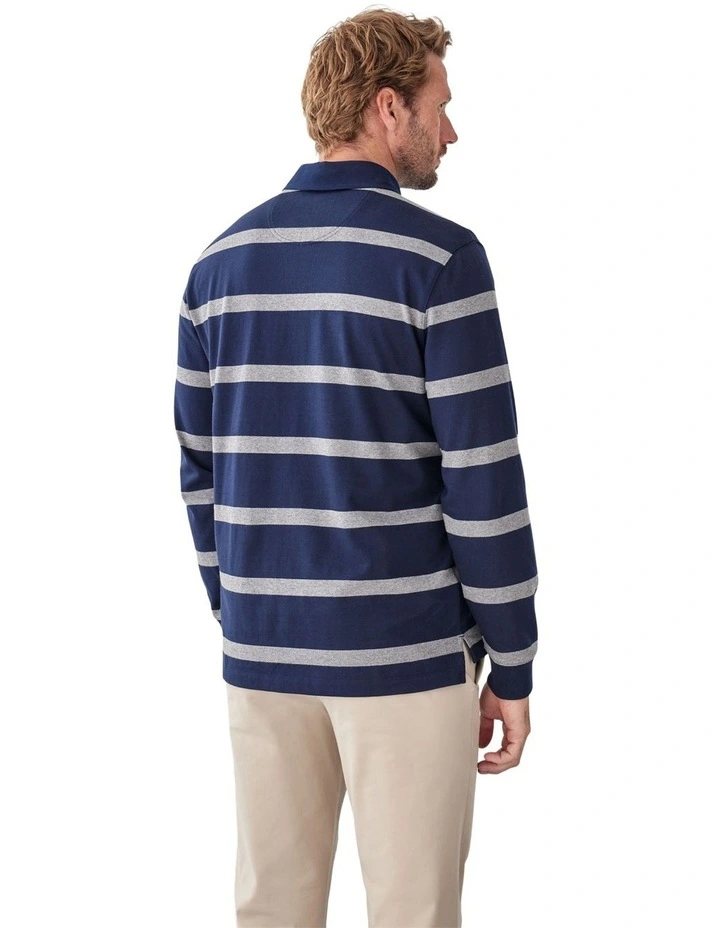 Striped Rugby Jumper in Navy image 2