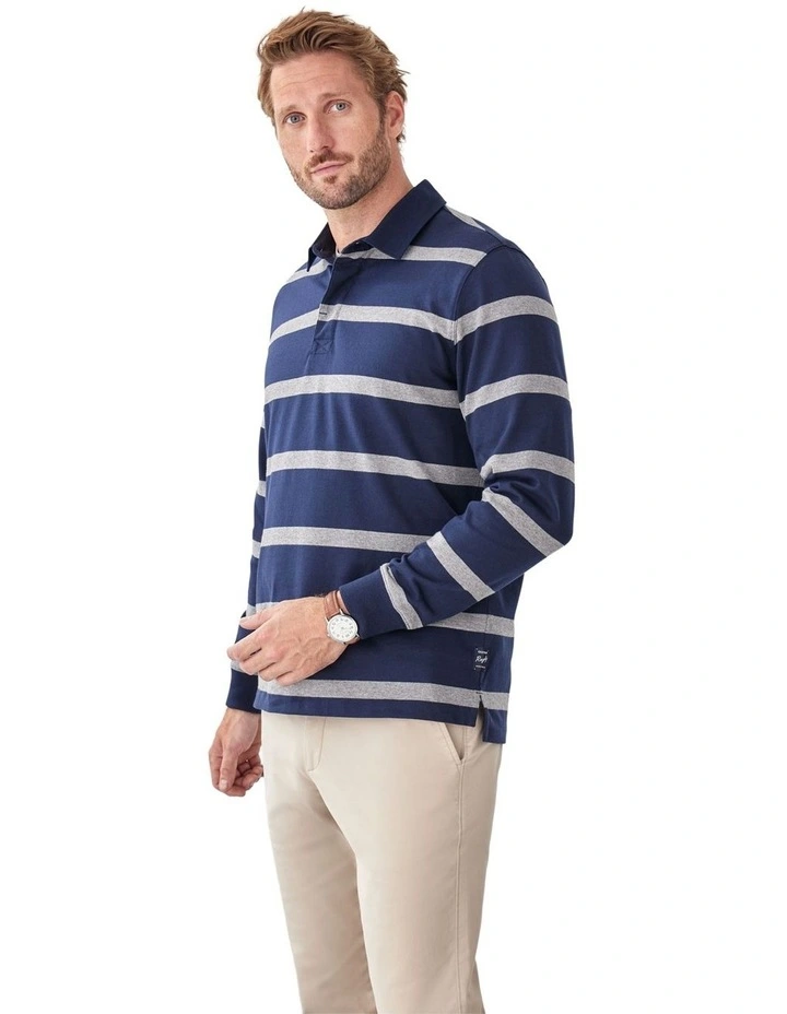Striped Rugby Jumper in Navy image 4