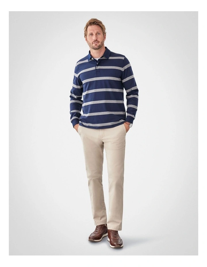 Striped Rugby Jumper in Navy image 5