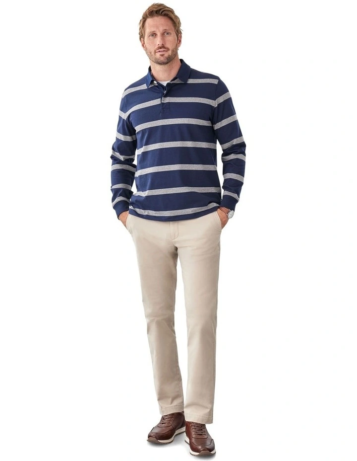 Striped Rugby Jumper in Navy image 5