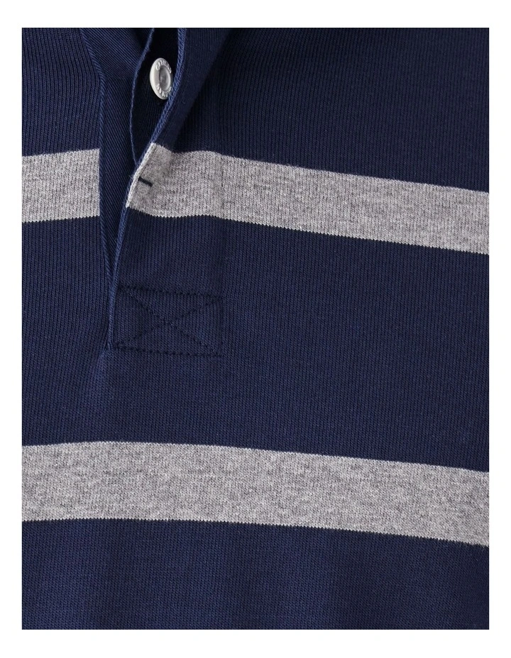 Striped Rugby Jumper in Navy image 6