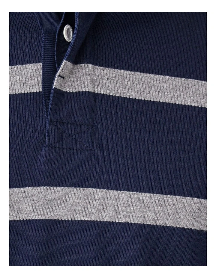 Striped Rugby Jumper in Navy image 6