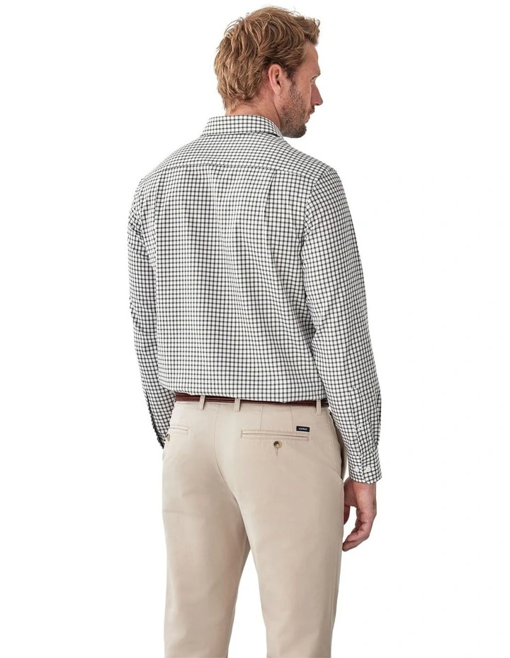 Easy Care Check Long Sleeve Shirt in Khaki image 2