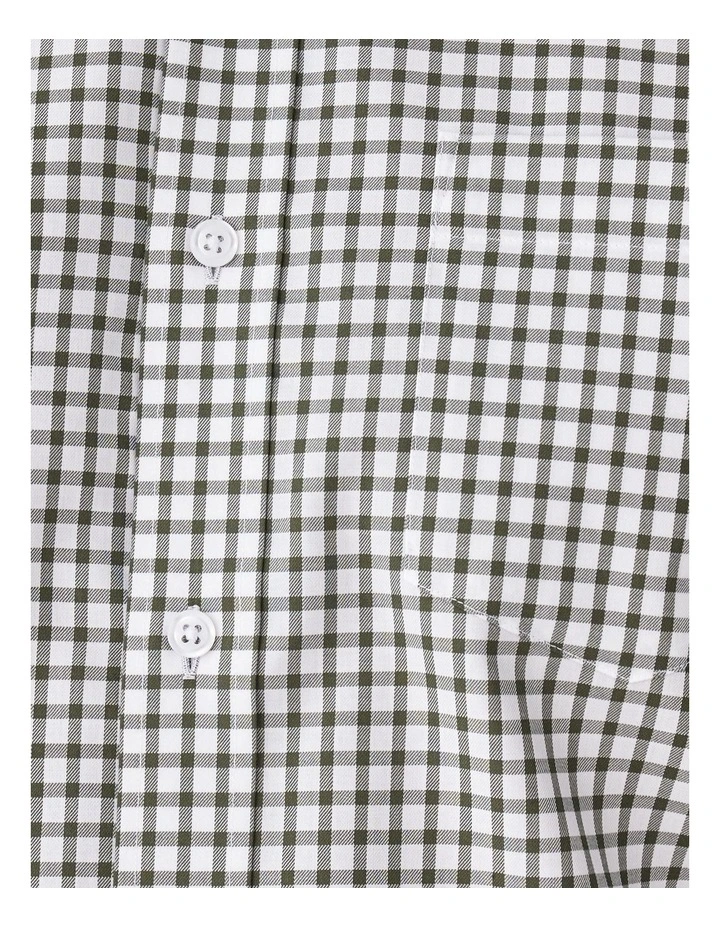 Easy Care Check Long Sleeve Shirt in Khaki image 6