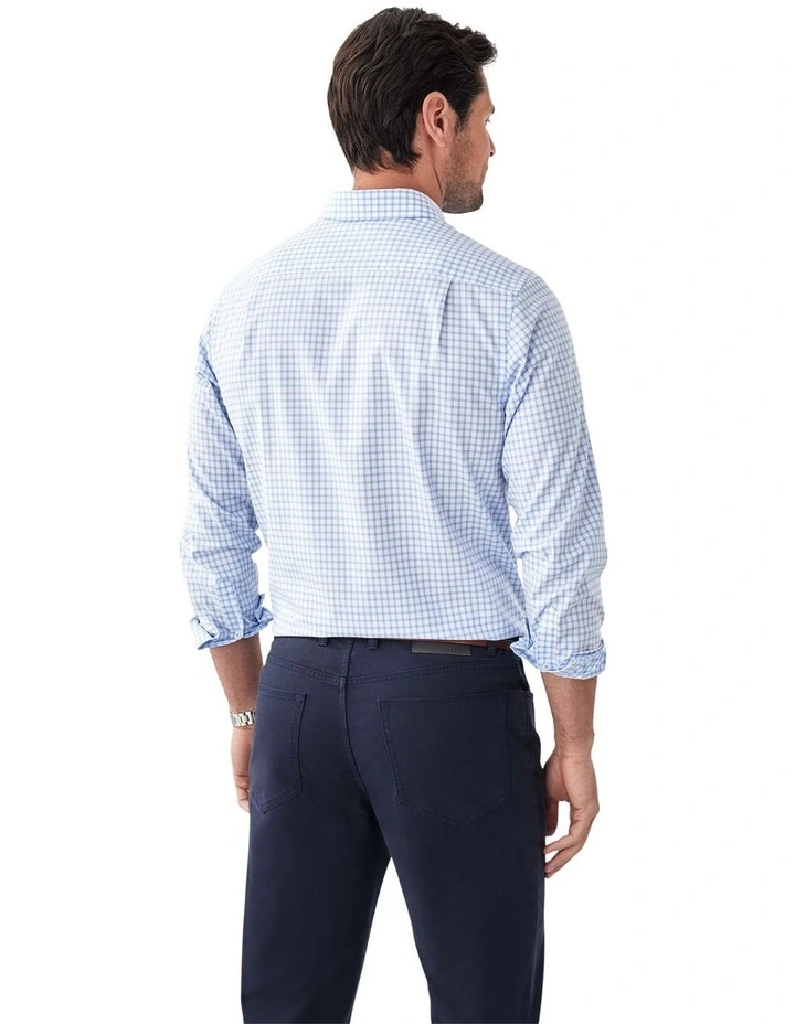 Easy Care Check Long Sleeve Shirt in Sky Blue image 2