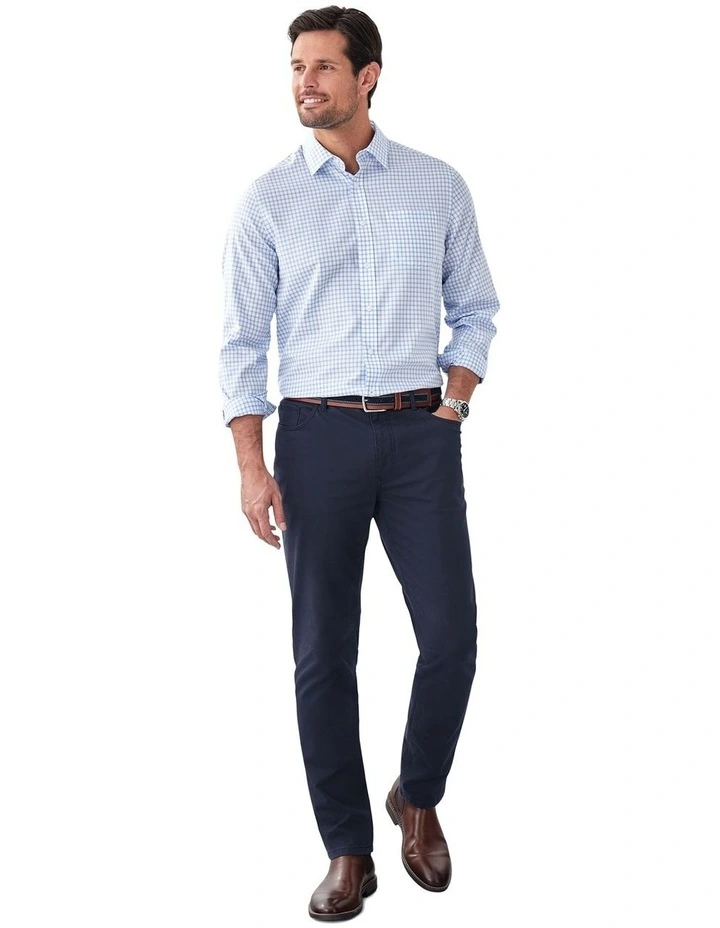 Easy Care Check Long Sleeve Shirt in Sky Blue image 5