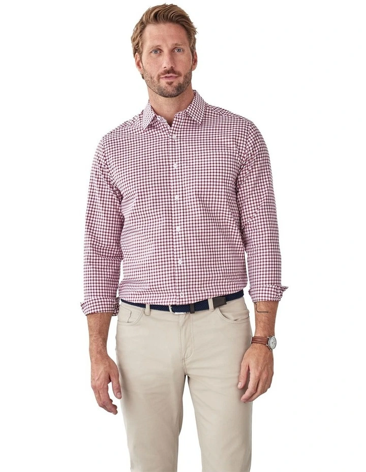 Easy Care Check Long Sleeve Shirt in Red image 1