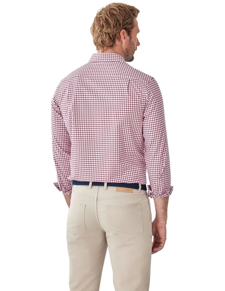 Easy Care Check Long Sleeve Shirt in Red image 2