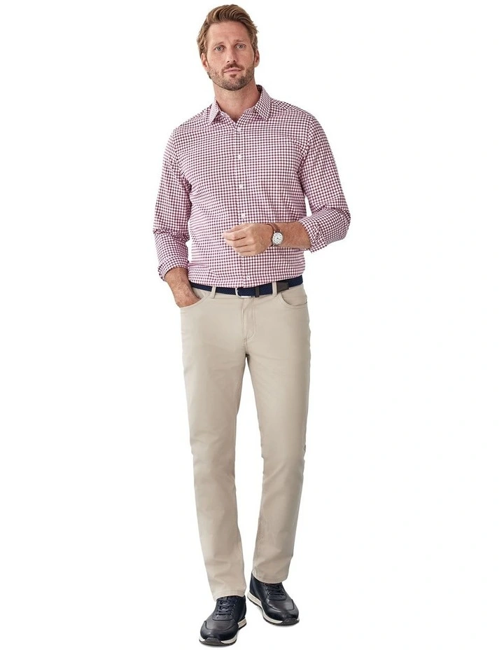 Easy Care Check Long Sleeve Shirt in Red image 5