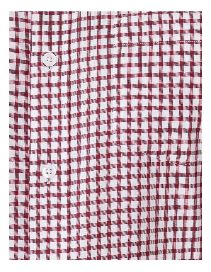 Easy Care Check Long Sleeve Shirt in Red image 6