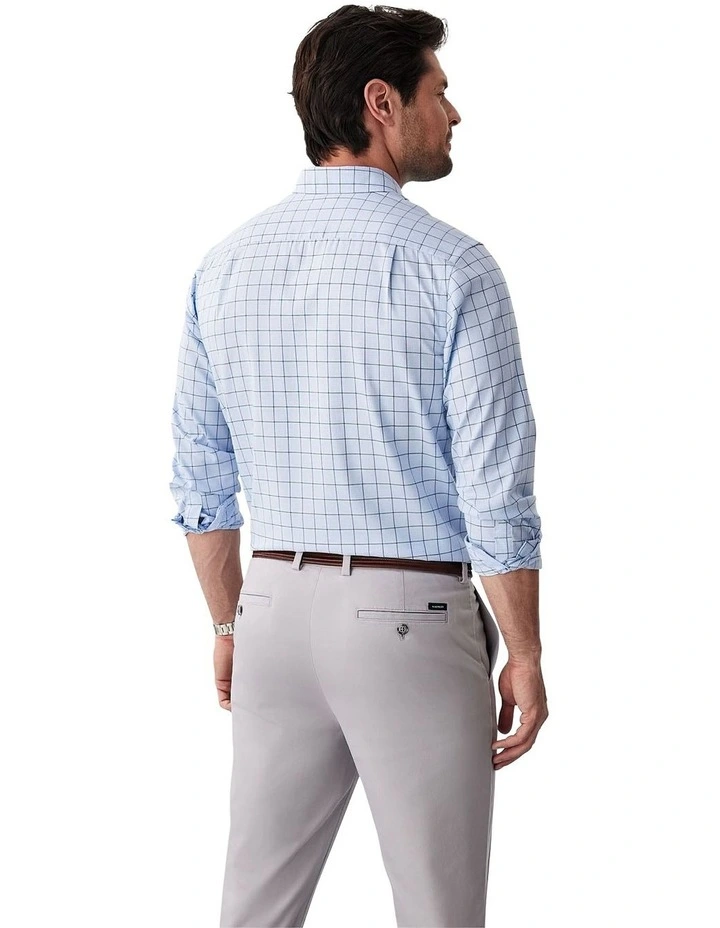 Easy Care Twill Check Long Sleeve Shirt in Blue image 2